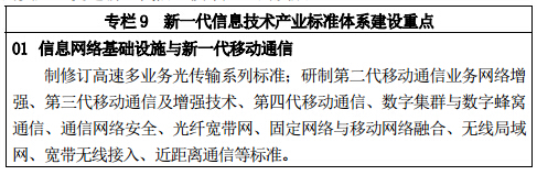 專欄 9	新一代信息技術(shù)產(chǎn)業(yè)標(biāo)準(zhǔn)體系建設(shè)重點(diǎn)