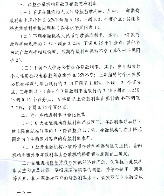 銀發(fā)〔2015〕143號《中國人民銀行關(guān)于下調(diào)金融機構(gòu)人民幣貸款和存款基準(zhǔn)利率并進一步推進利率市場化改革的通知》