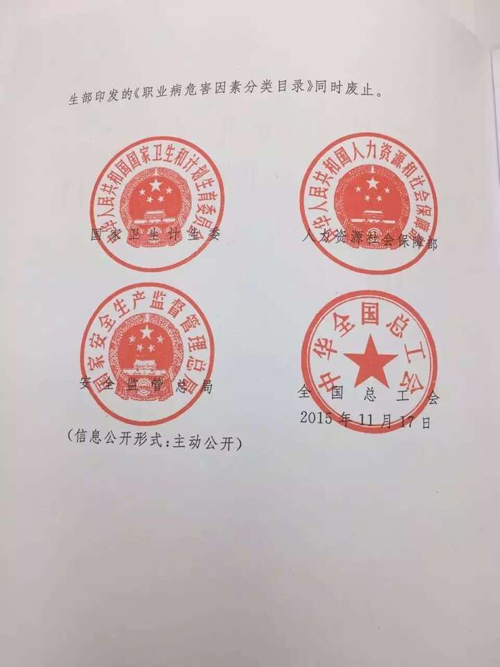 國衛(wèi)疾控發(fā)〔2015〕92號 關于印發(fā)《職業(yè)病危害因素分類目錄》的通知（全文）2