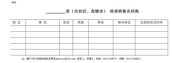 培訓(xùn)班報名回執(zhí)