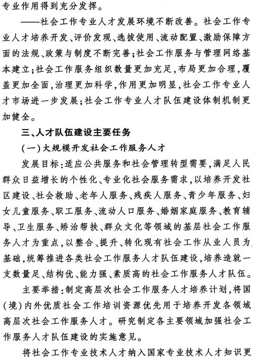中組發(fā)〔2012〕7號《社會工作專業(yè)人才隊伍建設(shè)中長期規(guī)劃（2011-2020年）》11