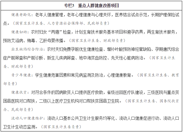專欄3　重點人群健康改善項目