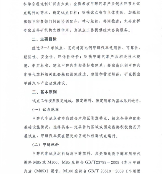 工信部節(jié)〔2012〕42號(hào)《工業(yè)和信息化部關(guān)于開展甲醇汽車試點(diǎn)工作的通知》2
