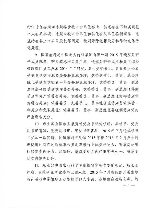 國紀(jì)工發(fā)〔2016〕29號《中央國家機(jī)關(guān)紀(jì)工委關(guān)于11起違反中央八項規(guī)定精神案件的通報 》3